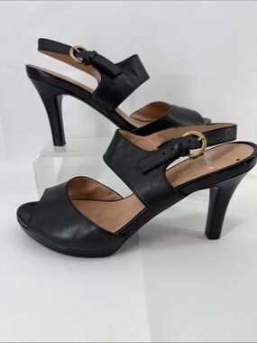 Naturalizer Black Leather Slingback Heels